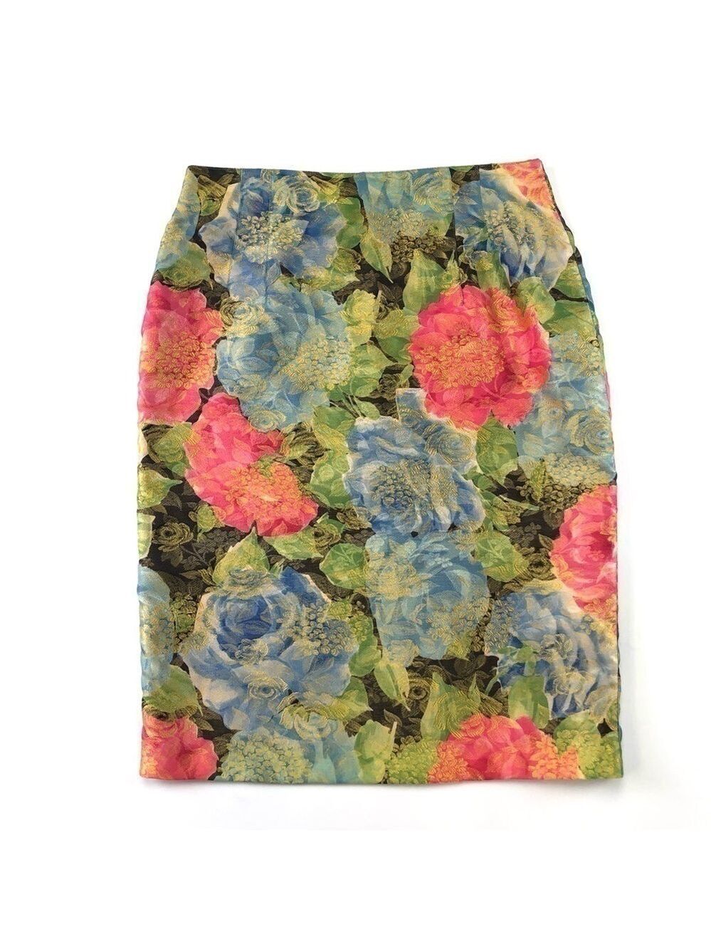 MONDI Vintage green rose jacquard floral print skirt Size 42